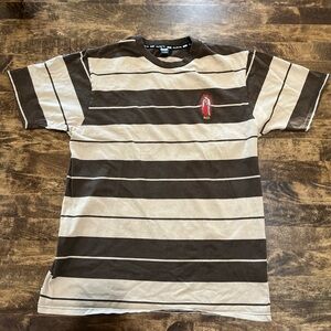DGK Striped Tee in Brown and Cream with graphic